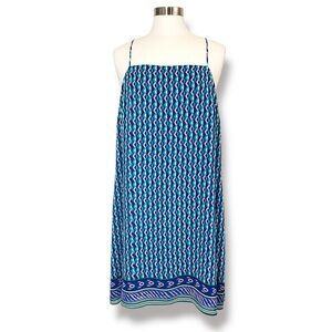Maeve Anthropologie Geo Print Silk Spaghetti Strap Dress